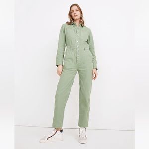 Madewell | Garment Dyed Relaxed Coverall Jumpsuit | Green | XS